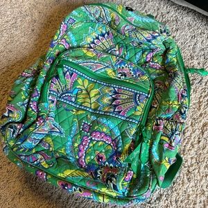 Vera Bradley campus backpack emerald green paisley print